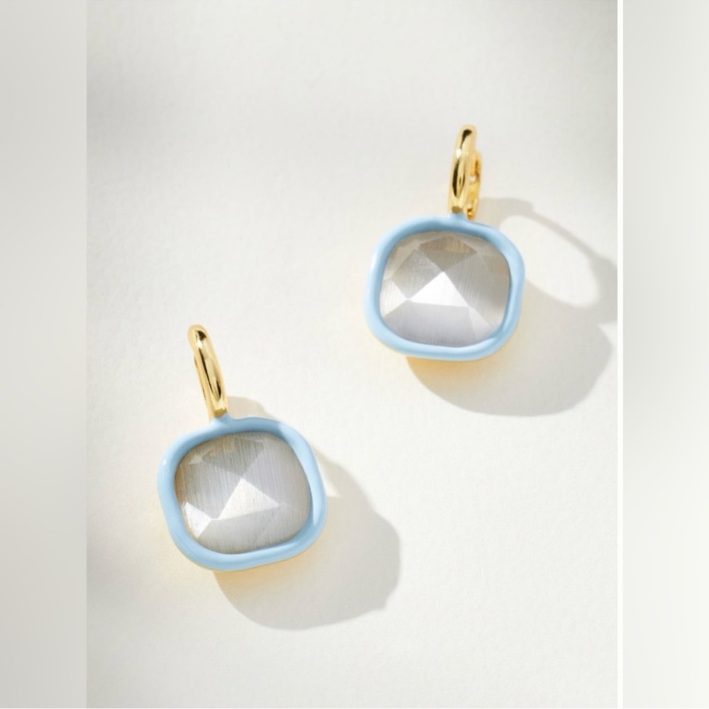Anthropologie square resin crystal drop Huggie earring